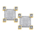 10kt Yellow Gold Men's Round Diamond Cluster Earrings 1/5 Cttw - Luxurious Brilliance - Splendid Jewellery