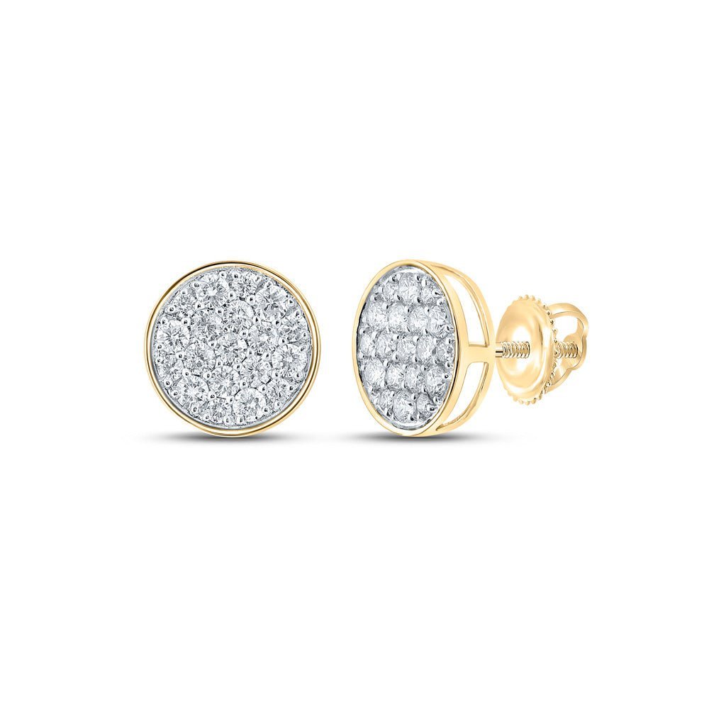10kt Yellow Gold Men's Round Diamond Cluster Earrings - 3/4 Cttw | Splendid Jewellery - Splendid Jewellery