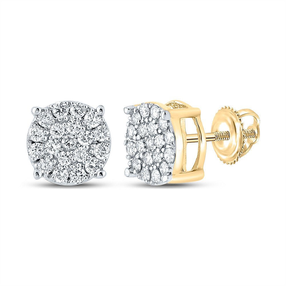 10kt Yellow Gold Men's Round Diamond Cluster Earrings - 3/8 Cttw | Sparkling Brilliance - Splendid Jewellery