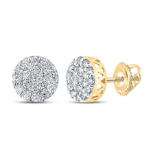 Load image into Gallery viewer, 10kt Yellow Gold Men's Round Diamond Cluster Earrings - 5/8 Cttw | Exquisite Brilliance - Splendid Jewellery