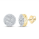 10kt Yellow Gold Men's Round Diamond Cluster Earrings - 7/8 Cttw | Luxurious Sparkle - Splendid Jewellery