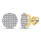 10kt Yellow Gold Men's Round Diamond Cluster Earrings - A Dazzling Circle of Brilliance - Splendid Jewellery