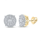 10kt Yellow Gold Men's Round Diamond Cluster Earrings - A Dazzling Statement of Style - Splendid Jewellery