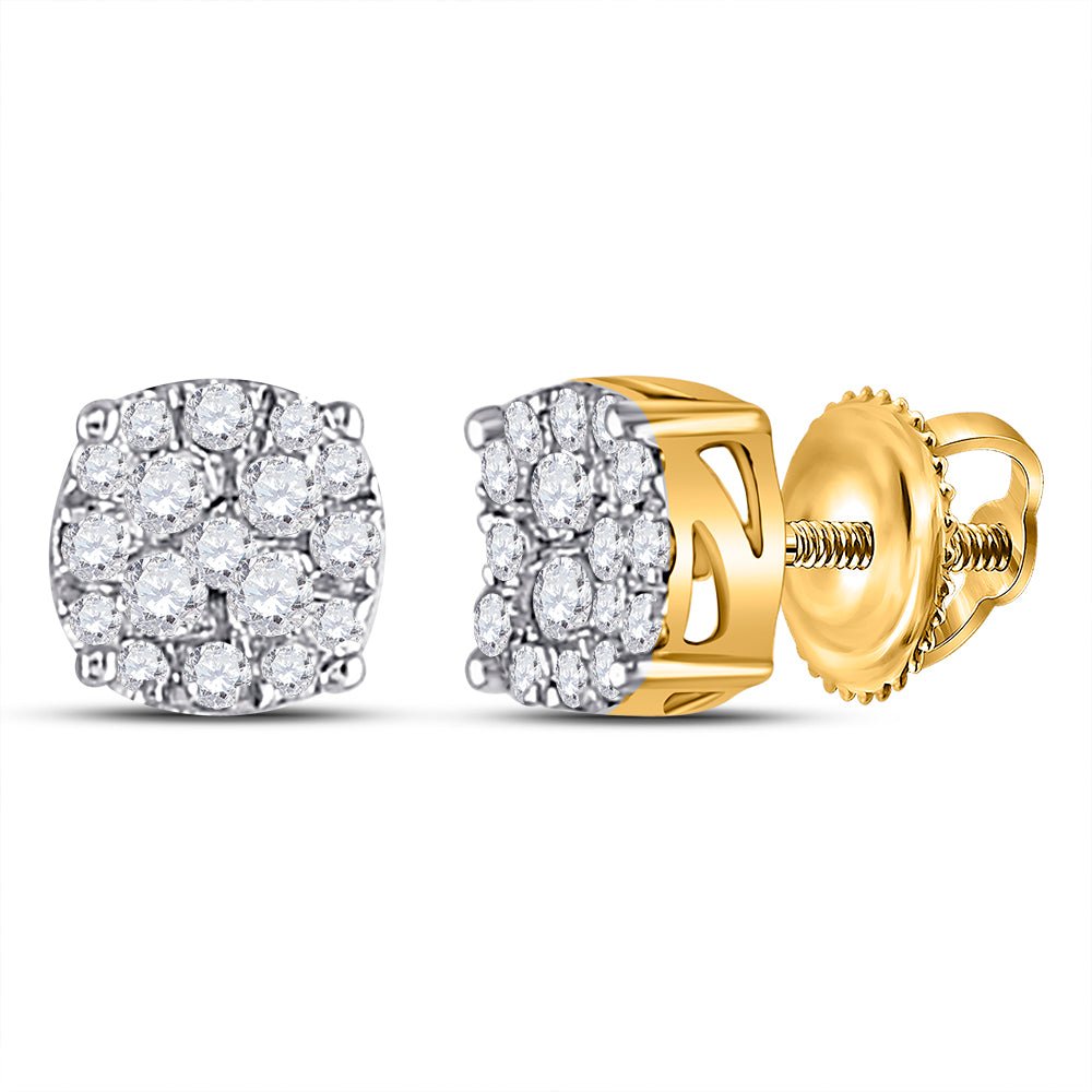 10kt Yellow Gold Men's Round Diamond Cluster Earrings - Captivating Brilliance - Splendid Jewellery