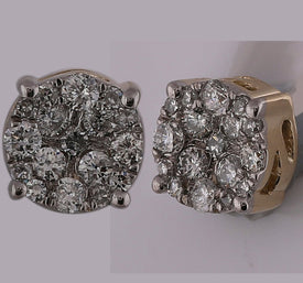 10kt Yellow Gold Men's Round Diamond Cluster Earrings - Captivating Brilliance Side view from the 10Kt Yellow Gold Mens Round Diamond Cluster Earrings 1 4 Cttwpin280279 collection by Splendid Jewellery