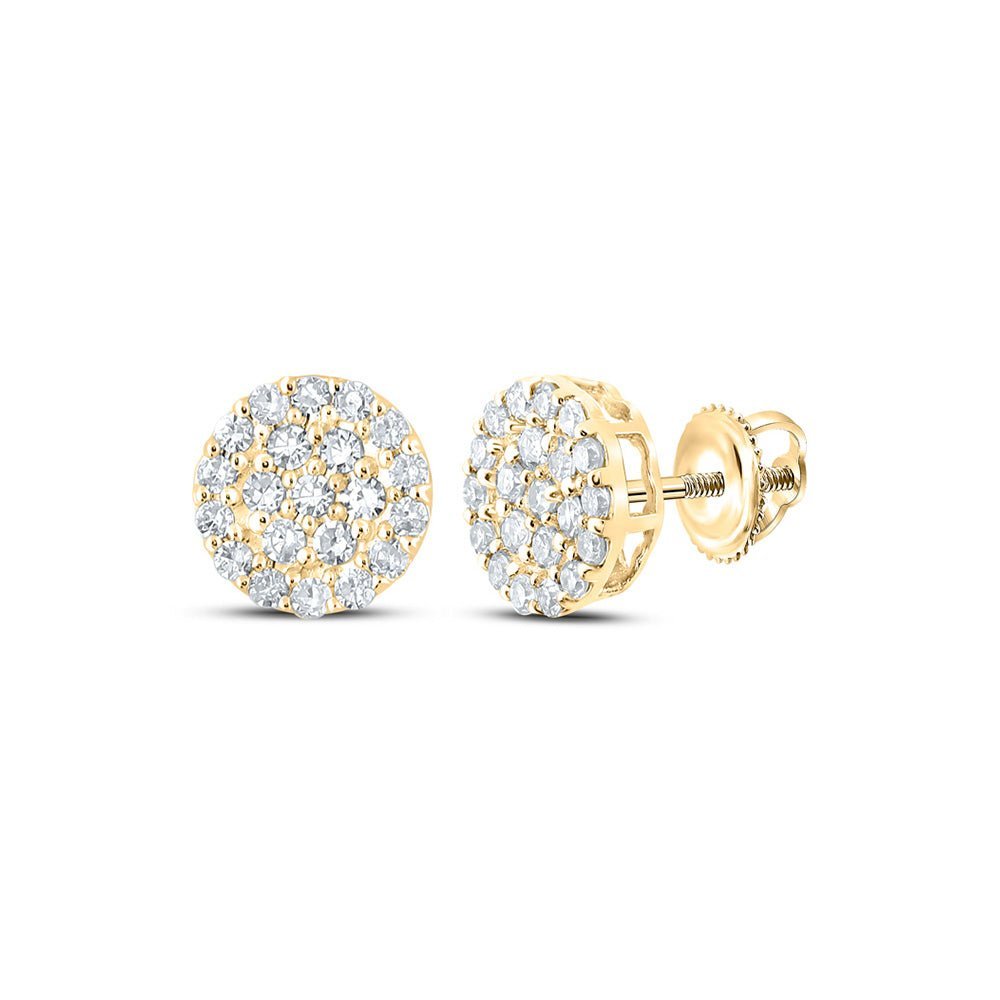 10kt Yellow Gold Men's Round Diamond Cluster Earrings - Captivating Brilliance - Splendid Jewellery