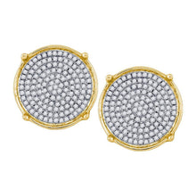 Load image into Gallery viewer, 10kt Yellow Gold Men's Round Diamond Cluster Earrings - Captivating Brilliance - Splendid Jewellery