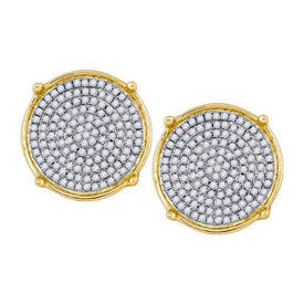 10kt Yellow Gold Men's Round Diamond Cluster Earrings - Captivating Brilliance - Splendid Jewellery