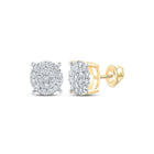 10kt Yellow Gold Men's Round Diamond Cluster Earrings - Dazzling 5/8 Cttw Sparklers - Splendid Jewellery