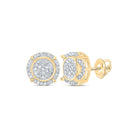10kt Yellow Gold Men's Round Diamond Cluster Earrings - Dazzling Brilliance - Splendid Jewellery