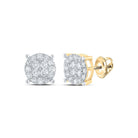 10kt Yellow Gold Men's Round Diamond Cluster Earrings - Dazzling Brilliance - Splendid Jewellery