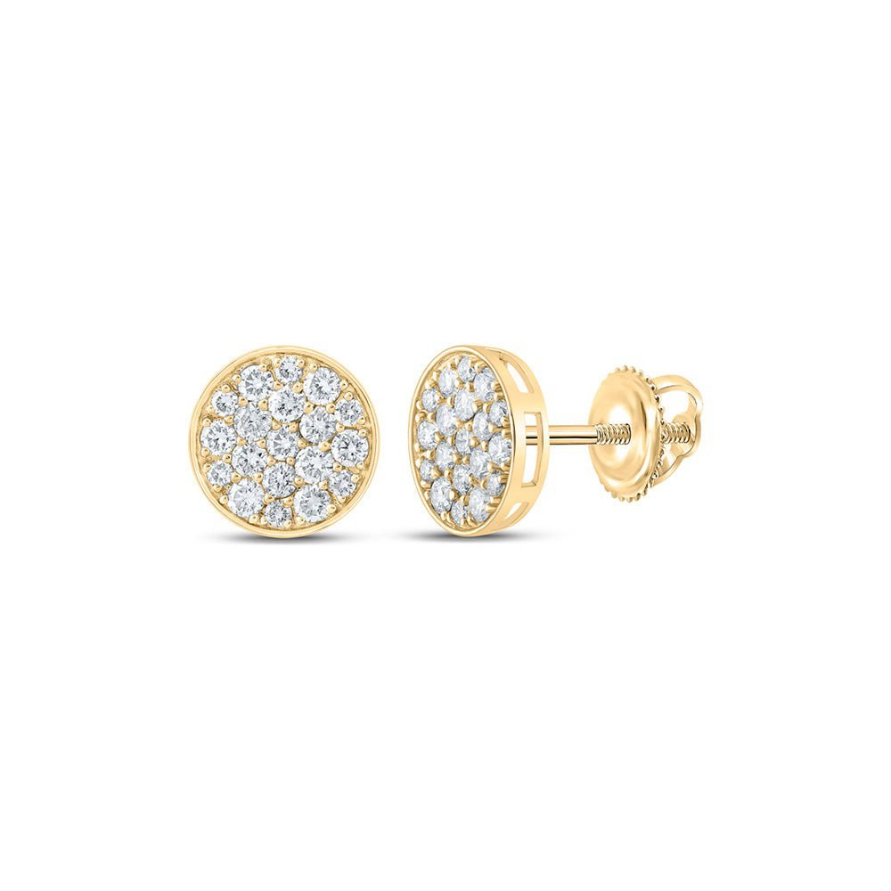 10kt Yellow Gold Men's Round Diamond Cluster Earrings - Exquisite Brilliance - Splendid Jewellery