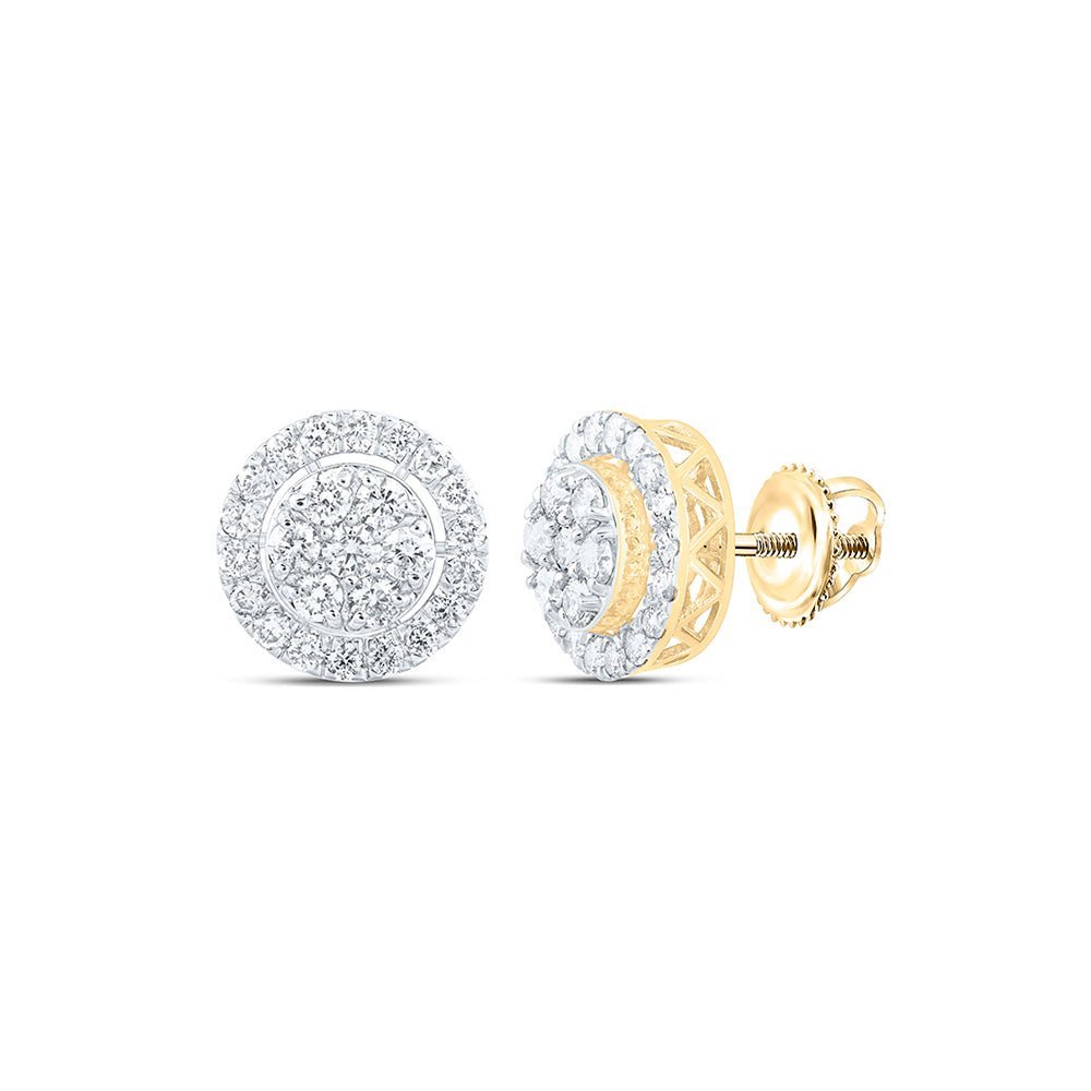 10kt Yellow Gold Men's Round Diamond Cluster Earrings - Exquisite Brilliance - Splendid Jewellery