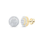 10kt Yellow Gold Men's Round Diamond Cluster Earrings - Exquisite Brilliance - Splendid Jewellery