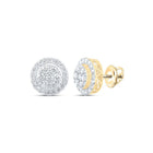 10kt Yellow Gold Men's Round Diamond Cluster Earrings - Exquisite Brilliance - Splendid Jewellery