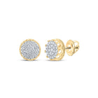 10kt Yellow Gold Men's Round Diamond Cluster Earrings - Exquisite Brilliance - Splendid Jewellery