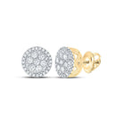 10kt Yellow Gold Men's Round Diamond Cluster Earrings - Sparkling Brilliance - Splendid Jewellery