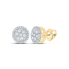 10kt Yellow Gold Men's Round Diamond Cluster Earrings - Sparkling Brilliance - Splendid Jewellery