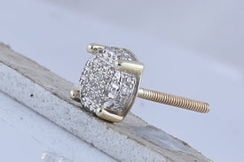 10kt Yellow Gold Men's Round Diamond Cluster Earrings - Sparkling Brilliance Top view from the 10Kt Yellow Gold Mens Round Diamond Cluster Earrings 1 10 Cttwpin13142 collection by Splendid Jewellery