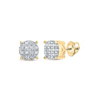 10kt Yellow Gold Men's Round Diamond Cluster Earrings - Sparkling Brilliance for Every Occasion - Splendid Jewellery