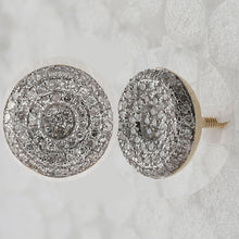 Load image into Gallery viewer, 10kt Yellow Gold Men&#39;s Round Diamond Cluster Earrings - Striking Brilliance Side view from the 10Kt Yellow Gold Mens Round Diamond Circle Cluster Earrings 1 4 Cttwpin64754 collection by Splendid Jewellery