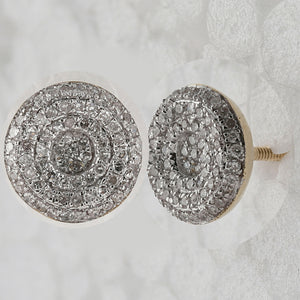 10kt Yellow Gold Men's Round Diamond Cluster Earrings - Striking Brilliance - Splendid Jewellery