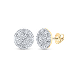 10kt Yellow Gold Men's Round Diamond Cluster Earrings - Striking Brilliance Top view from the 10Kt Yellow Gold Mens Round Diamond Circle Cluster Earrings 1 4 Cttwpin64754 collection by Splendid Jewellery