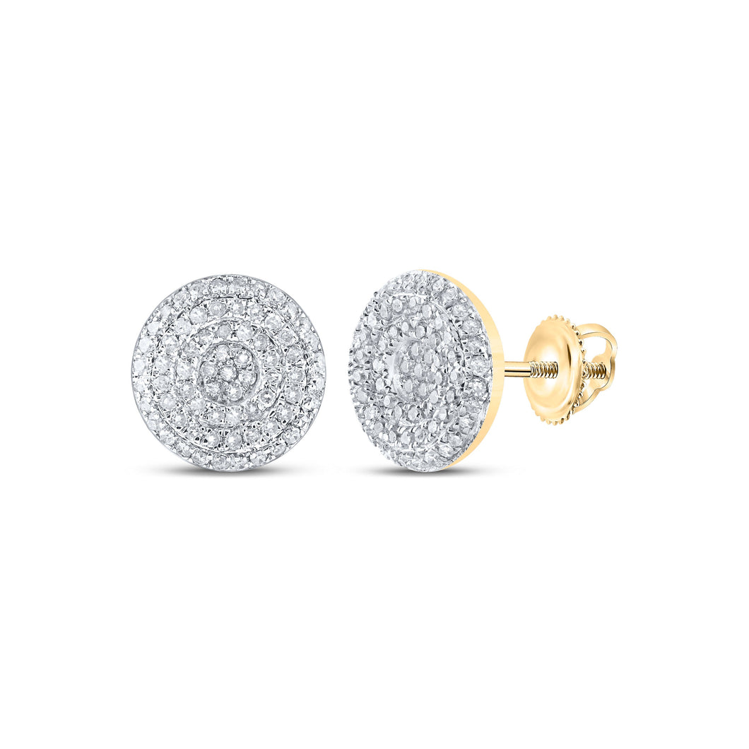 10kt Yellow Gold Men's Round Diamond Cluster Earrings - Striking Brilliance - Splendid Jewellery