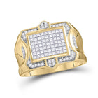 10kt Yellow Gold Men's Round Diamond Cluster Ring - 1 Cttw | Exquisite Jewellery - Splendid Jewellery
