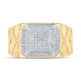 10kt Yellow Gold Men's Round Diamond Cluster Ring - 1/2 Cttw | Splendid Jewellery - Splendid Jewellery