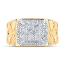 Load image into Gallery viewer, 10kt Yellow Gold Men&#39;s Round Diamond Cluster Ring - 1/2 Cttw | Splendid Jewellery Front view from the 10Kt Yellow Gold Mens Round Diamond Cluster Ring 1 2 Cttwpin210177 collection by Splendid Jewellery