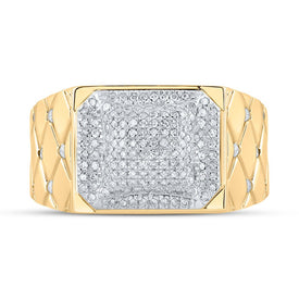 10kt Yellow Gold Men's Round Diamond Cluster Ring - 1/2 Cttw | Splendid Jewellery Front view from the 10Kt Yellow Gold Mens Round Diamond Cluster Ring 1 2 Cttwpin210177 collection by Splendid Jewellery