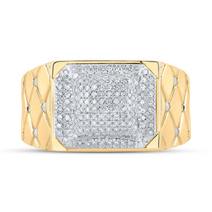 10kt Yellow Gold Men's Round Diamond Cluster Ring - 1/2 Cttw | Splendid Jewellery - Splendid Jewellery