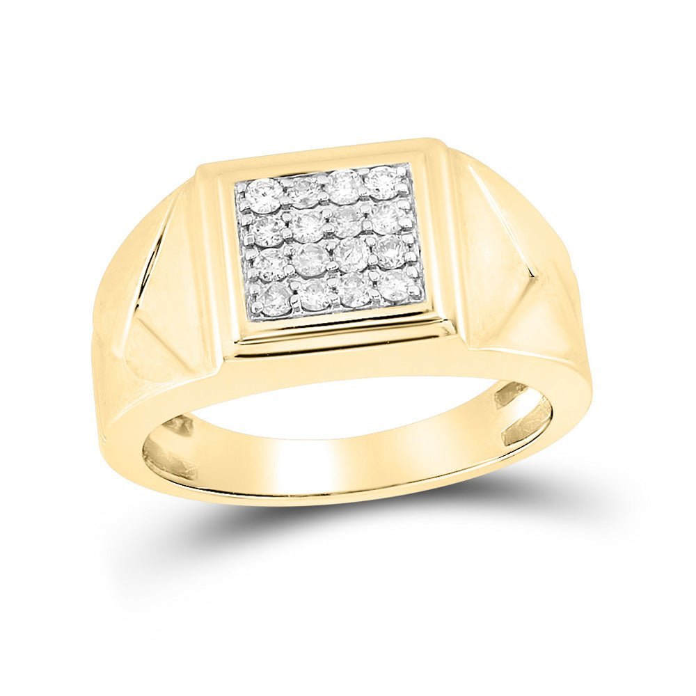 10kt Yellow Gold Men's Round Diamond Cluster Ring 1/3 Cttw | Splendid Brilliance - Splendid Jewellery