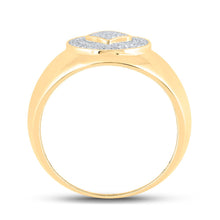 Load image into Gallery viewer, 10kt Yellow Gold Men&#39;s Round Diamond Cluster Ring 1/5 Cttw - A Stunning Statement of Masculine Elegance Side view from the 10Kt Yellow Gold Mens Round Diamond Cluster Ring 1 5 Cttwpin210788 collection by Splendid Jewellery