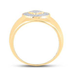 10kt Yellow Gold Men's Round Diamond Cluster Ring 1/5 Cttw - A Stunning Statement of Masculine Elegance - Splendid Jewellery