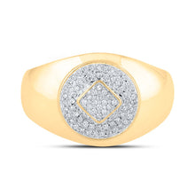 Load image into Gallery viewer, 10kt Yellow Gold Men&#39;s Round Diamond Cluster Ring 1/5 Cttw - A Stunning Statement of Masculine Elegance Front view from the 10Kt Yellow Gold Mens Round Diamond Cluster Ring 1 5 Cttwpin210788 collection by Splendid Jewellery
