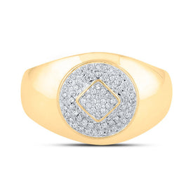 10kt Yellow Gold Men's Round Diamond Cluster Ring 1/5 Cttw - A Stunning Statement of Masculine Elegance Front view from the 10Kt Yellow Gold Mens Round Diamond Cluster Ring 1 5 Cttwpin210788 collection by Splendid Jewellery