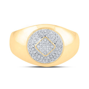 10kt Yellow Gold Men's Round Diamond Cluster Ring 1/5 Cttw - A Stunning Statement of Masculine Elegance - Splendid Jewellery