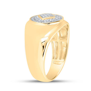 10kt Yellow Gold Men's Round Diamond Cluster Ring 1/5 Cttw - A Stunning Statement of Masculine Elegance - Splendid Jewellery