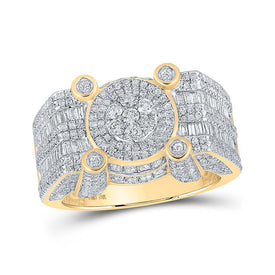 10kt Yellow Gold Men's Round Diamond Cluster Ring - 2 - 1/5 Cttw - Splendid Jewellery