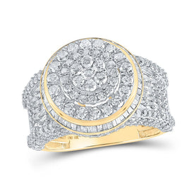 10kt Yellow Gold Mens Round Diamond Cluster Ring 4 Cttw - Exquisite Brilliance - Splendid Jewellery