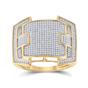 10kt Yellow Gold Men's Round Diamond Cluster Ring - A Captivating Statement of Elegance - Splendid Jewellery