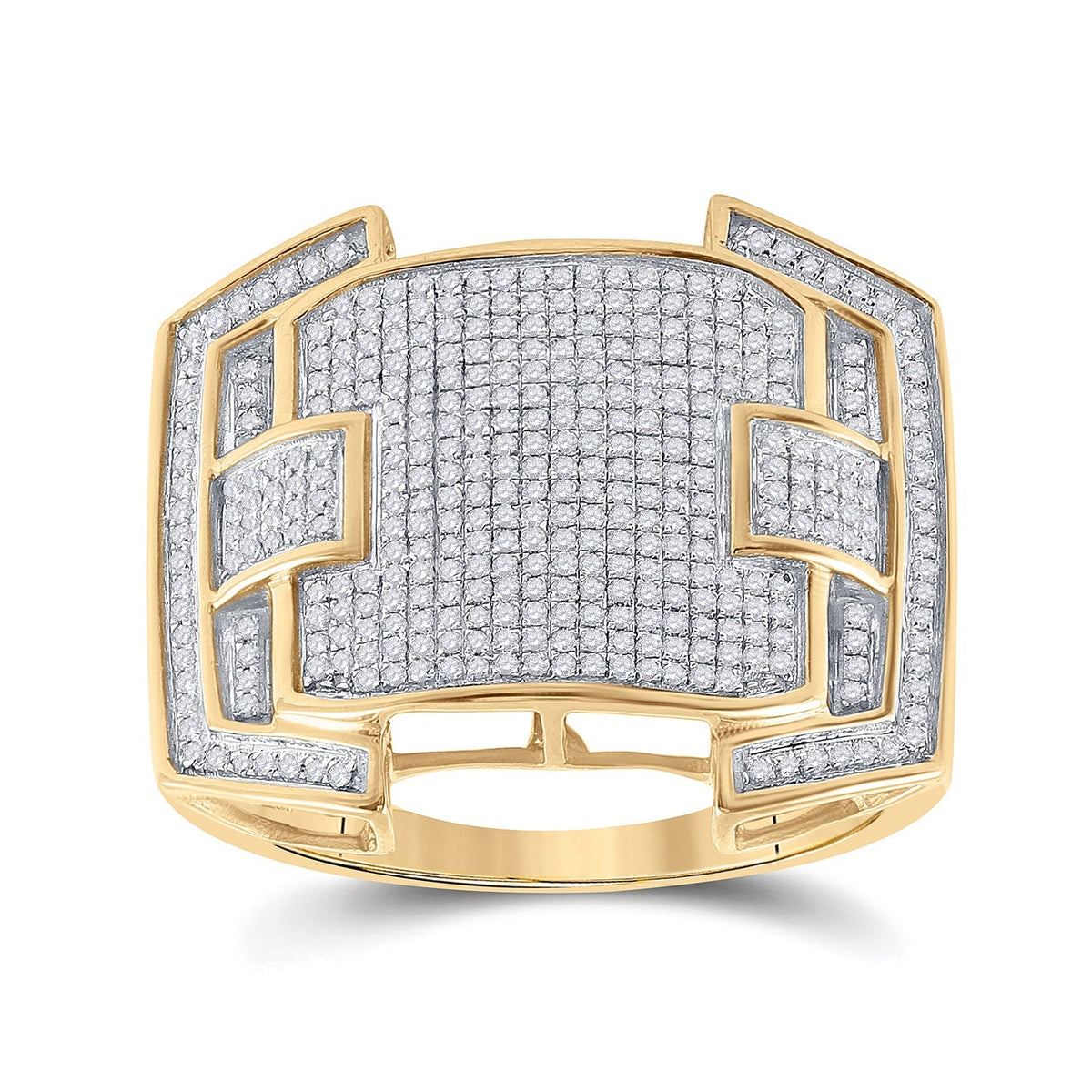 10kt Yellow Gold Men's Round Diamond Cluster Ring - A Captivating Statement of Elegance - Splendid Jewellery