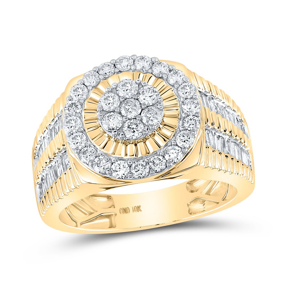 10kt Yellow Gold Men's Round Diamond Cluster Ring - Captivating Brilliance - Splendid Jewellery