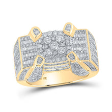 Load image into Gallery viewer, 10kt Yellow Gold Mens Round Diamond Cluster Ring - Captivating Brilliance - Splendid Jewellery