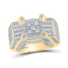 10kt Yellow Gold Mens Round Diamond Cluster Ring - Captivating Brilliance - Splendid Jewellery