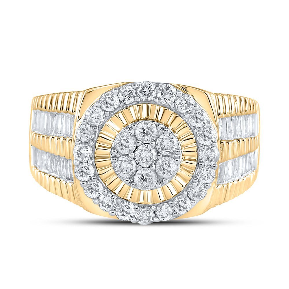10kt Yellow Gold Men's Round Diamond Cluster Ring - Captivating Brilliance - Splendid Jewellery