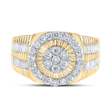 Load image into Gallery viewer, 10kt Yellow Gold Men&#39;s Round Diamond Cluster Ring - Captivating Brilliance Front view from the 10Kt Yellow Gold Mens Round Diamond Cluster Ring 1 3 4 Cttwpin280230 collection by Splendid Jewellery