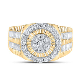 10kt Yellow Gold Men's Round Diamond Cluster Ring - Captivating Brilliance Front view from the 10Kt Yellow Gold Mens Round Diamond Cluster Ring 1 3 4 Cttwpin280230 collection by Splendid Jewellery